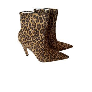 Good American Boots Women's  Size 8 Cheetah Print Pointed‎ Toe Ankle Booties New